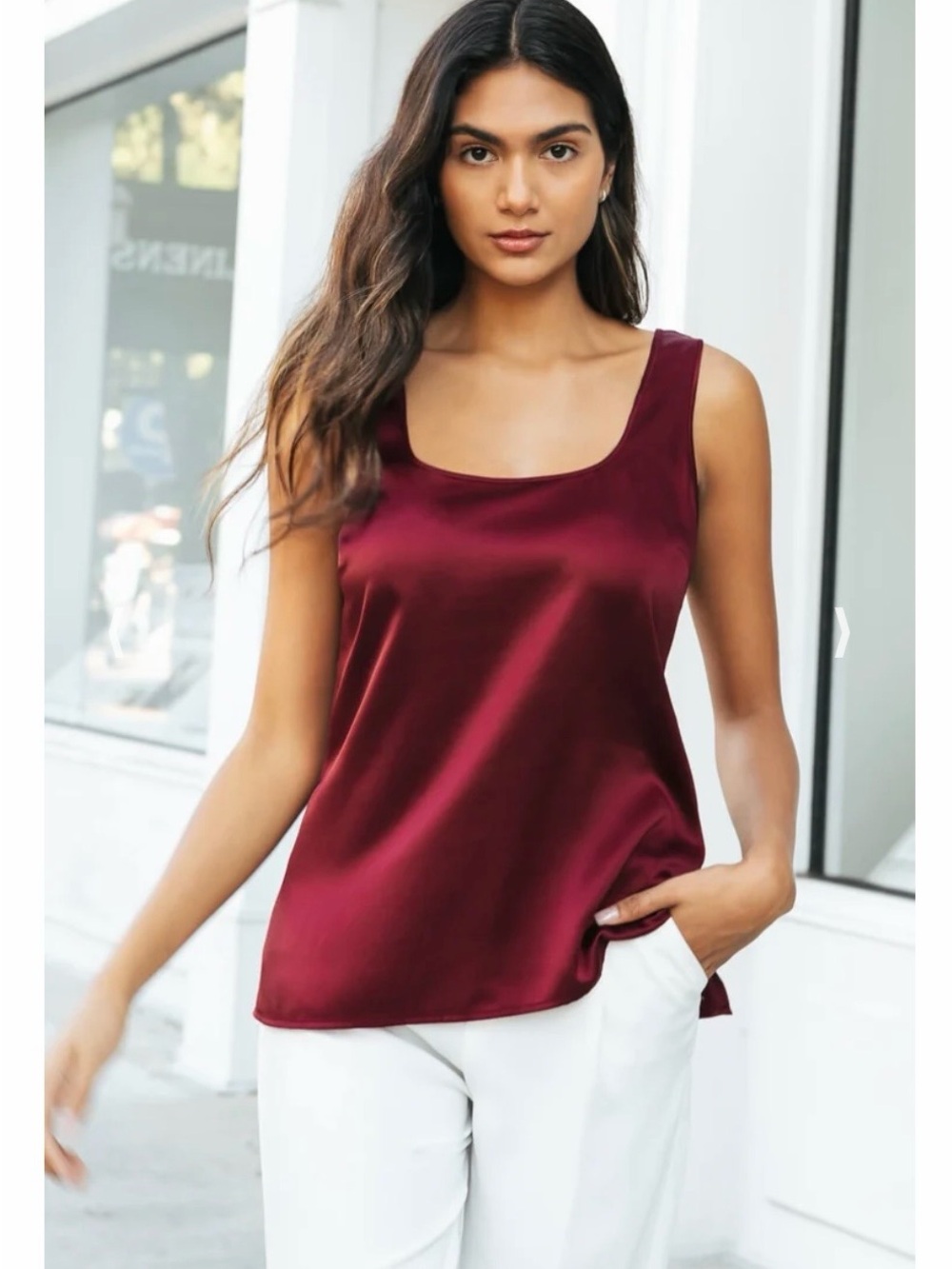 Ravella Fiora 100% Pure Silk Tank Top Burgundy Red Size S/4